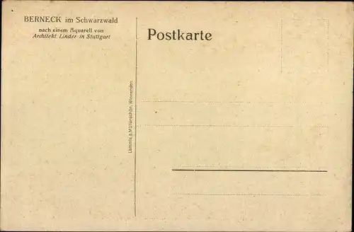 Künstler Ak Linder, Otto, Berneck Altensteig Schwarzwald, Blick auf den Ort