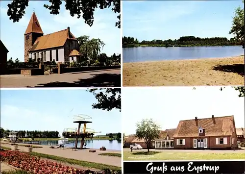 Ak Eystrup in Niedersachsen, Kirche, Freibad, Strand, Gasthof