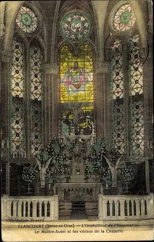 Ak Elancourt Yvelines, L'Orphelinat de l'Assomption, Le Maitre Aute et les vitraux de la Chapelle
