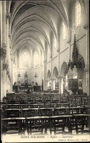 Ak Rosny sur Seine Yvelines, Eglise, Interieur