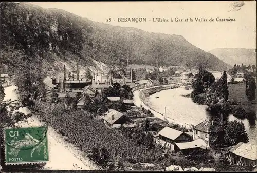 Ak Besançon Doubs, L'Usine a Gaz et la Vallee de Casamene