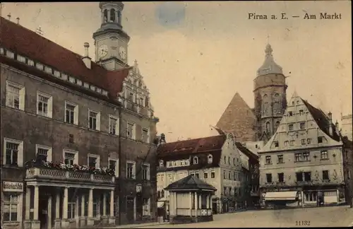 Ak Pirna an der Elbe, Am Markt, Goldankaufstelle