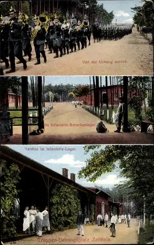 Ak Zeithain in Sachsen, Truppenübungsplatz, Kantine im Infanterie Lager, Barackenlager, Soldaten