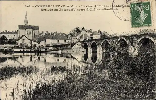 Ak Chambellay Maine-et-Loire, Le Grand Pont sur la Mayenne