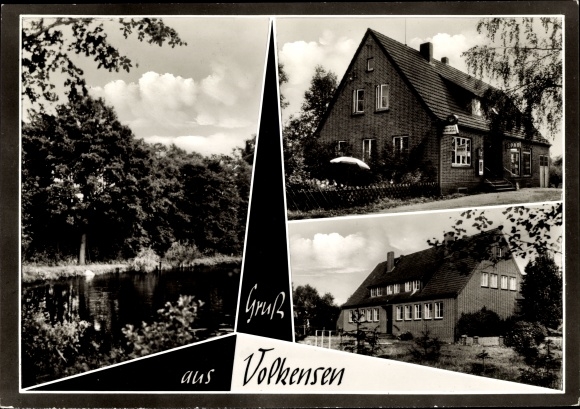 Ak Volkensen Elsdorf Westermühlen in Schleswig, Teich, Gasthof und
