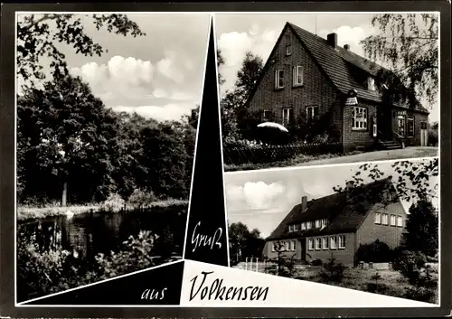 Ak Volkensen Elsdorf Westermühlen in Schleswig, Teich, Gasthof und Kaufhaus Hinr. Bohling