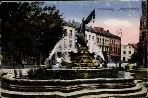 Ak Rendsburg in Schleswig Holstein, Jungfernstieg, Brunnen