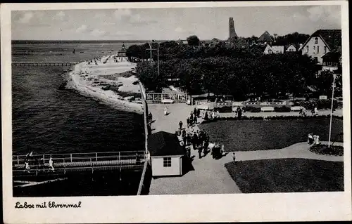 Ak Ostseebad Laboe, Seebrücke, Marine Ehrenmal, Parkanlagen