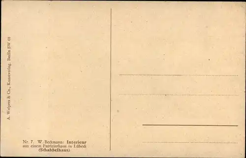 Ak Lübeck in Schleswig Holstein, Schabbelhaus, Innenansicht, W. Beckmann