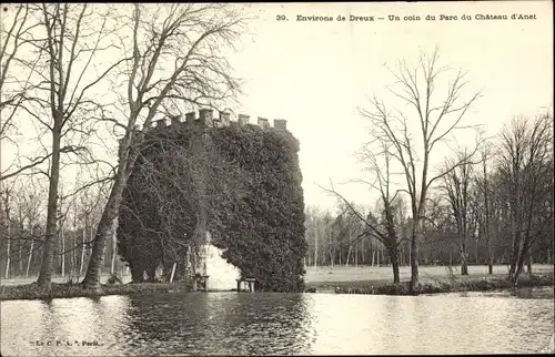 Ak Anet Eure et Loir, Un Coin du Parc du Chateau