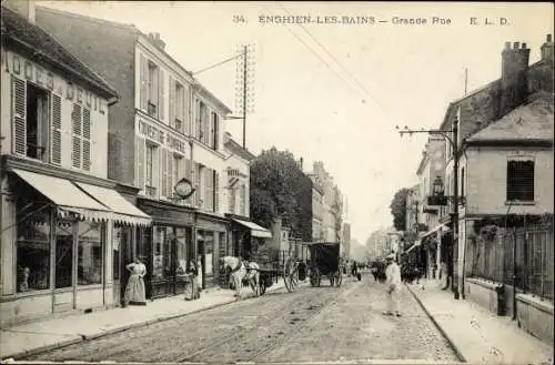 Ak Enghien les Bains Val d’Oise, Grande Rue