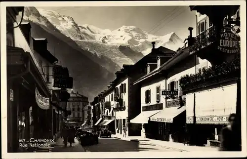 Ak Chamonix Mont Blanc Haute Savoie, Rue Nationale, Hôtel of l'Europe