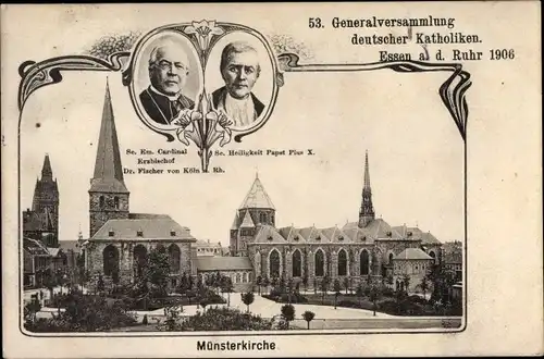 Passepartout Ak Essen im Ruhrgebiet, 53 Generalversammlung deutscher Katholiken 1906, Münsterkirche