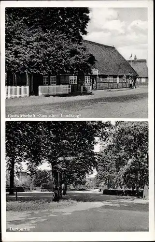 Ak Schmalstede in Schleswig Holstein, Gastwirtschaft Zum alten Landkrug, Dorfpartie