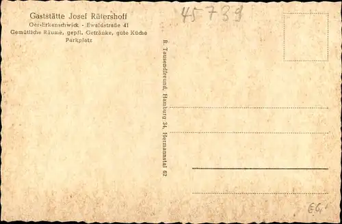 Ak Oer Erkenschwick im Ruhrgebiet, Gaststätte Josef Rütershoff, Ewaldstraße 41