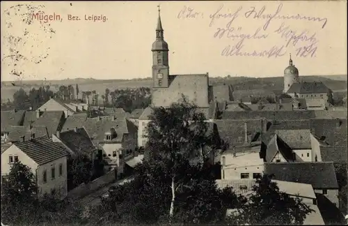 Ak Mügeln Bezirk Leipzig in Nordsachsen, Gesamtansicht, Kirche