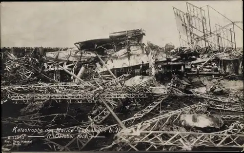 Ak Katastrophe des Marineluftschiffes L II 17 Oktober 1913, Zeppelin