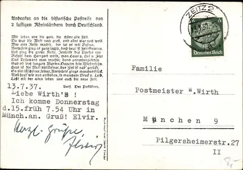 Ak Eschweiler Nordrhein Westfalen, Rathaus, historische Postreise von 2 Rheinländern 1933