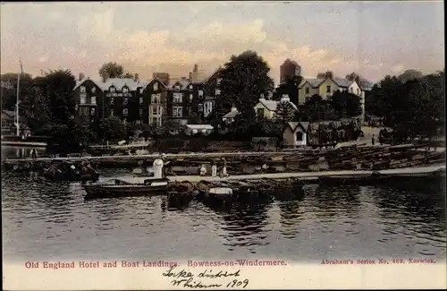 Ak Bowness on Windermere Cumbria North West England, Old England Hotel and Boat Landings