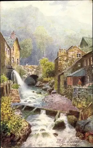 Künstler Ak Mill Stream Ambleside North West England, View