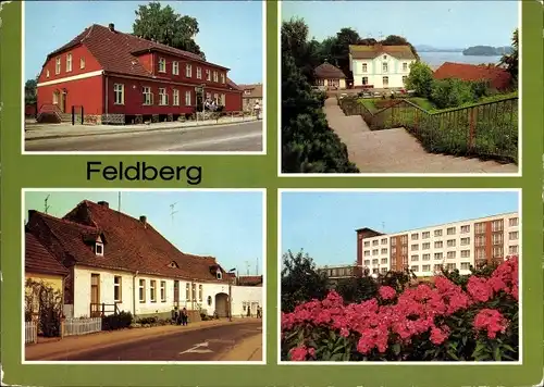 Ak Feldberg Feldberger Seenlandschaft, Rathaus, FDGB Erholungsheim Freundschaft, Apotheke