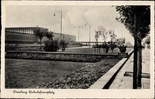 Ak Duisburg im Ruhrgebiet, Bahnhofsvorplatz