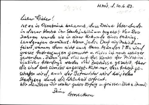 Künstler Ak Hann Münden in Niedersachsen, 800 Jahre Stadtjubiläum, 6.6.1983