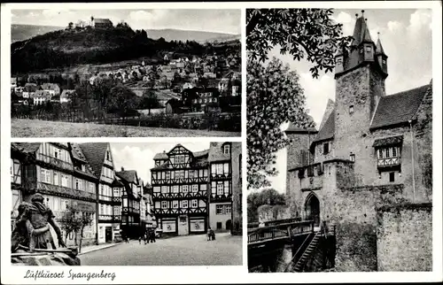 Ak Spangenberg in Hessen, Panorama, Burg, Marktplatz, Fachwerkhäuser