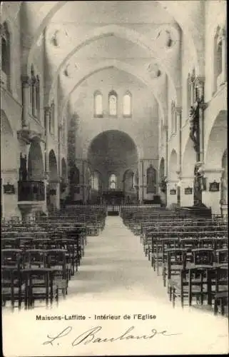 Ak Maisons Laffitte Yvelines, L'Eglise, Interieur