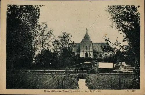Ak Courville Eure et Loir, Vue de l'Eglise