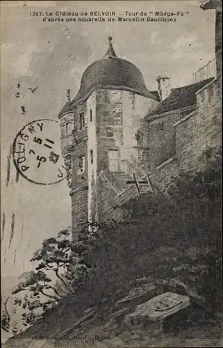 Ak Belvoir Doubs, Chateau, Tour de Madge Fa