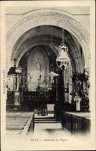 Ak Tilly Sur Seulles Calvados, Interieuer de l'Eglise