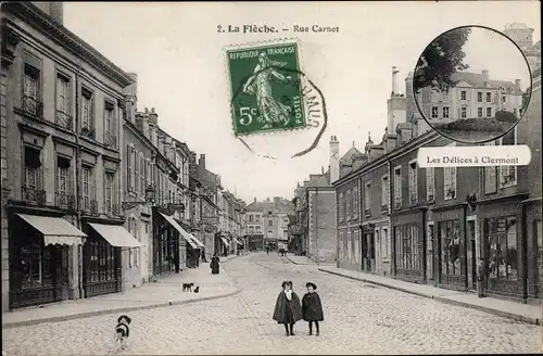 Ak La Flèche Sarthe, Rue Carnot, Les Delices a Clermont