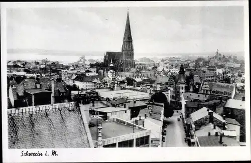 Ak Schwerin in Mecklenburg, Stadtpanorama, Kirche