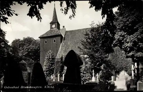 Ak Ostseebad Brunshaupten Kühlungsborn, Kirche, Friedhof