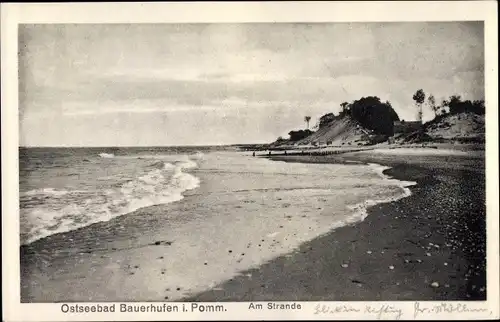 Ak Chłopy Bauerhufen Pommern, Strand