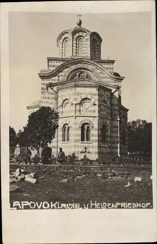 Foto Ak Lapovo Serbien, Kirche, Heldenfriedhof