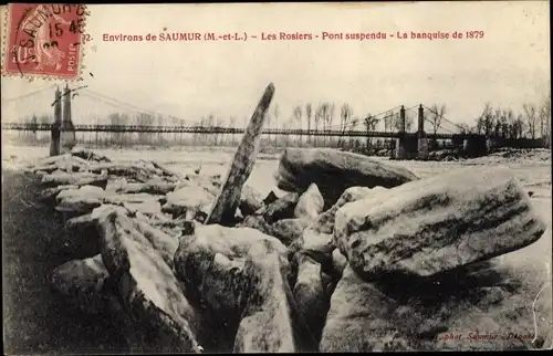 Ak Les Rosiers Maine et Loire, Pont suspendu