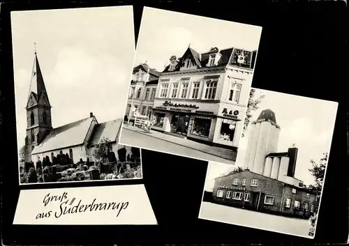 Ak Süderbrarup in Schleswig Holstein, Kirche, Fabrik, Geschäft