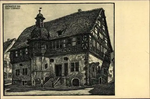Künstler Ak Leibinger, Alois, Grünsfeld Baden Württemberg, Rathaus