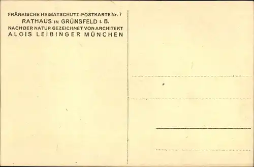 Künstler Ak Leibinger, Alois, Grünsfeld Baden Württemberg, Rathaus