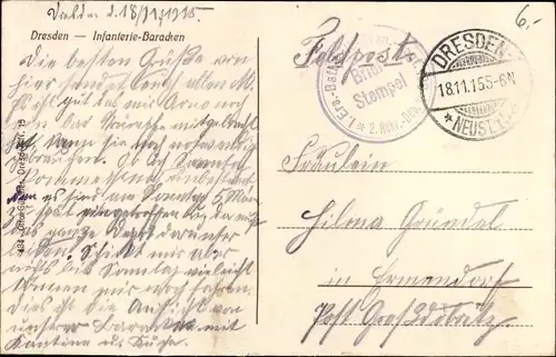 Ak Dresden Neustadt, Infanterie Baracken, Soldaten