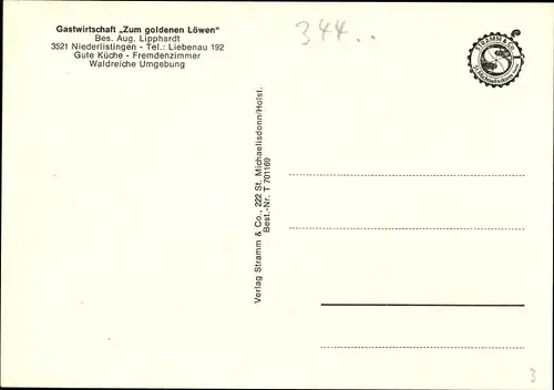 Ak Niederlistingen Breuna Hessen, Gasthof Zum goldenen Löwen