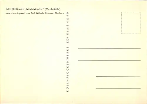 Künstler Ak Elmshorn, Petersen, Wilhelm, Alte Holländer Meel Moolen, Mehlmühle