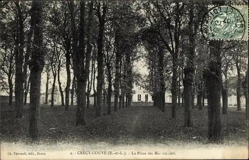 Ak Crecy Couve Eure-et-Loir, La Place des Marronaiers