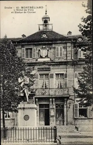 Ak Montbeliard Doubs, Hotel de Ville, Statue de Cuvier