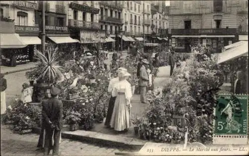 Ak Dieppe Seine Maritime, Le Marche aux Fleurs