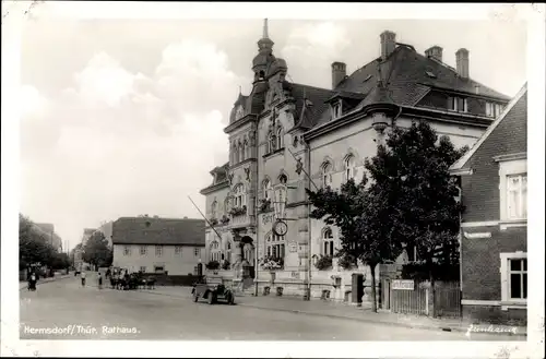 Ak Hermsdorf in Thüringen, Rathaus, Auto