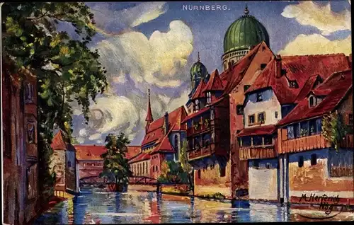Künstler Ak Herterich, M, Nürnberg in Mittelfranken, Pegnitzstraße, Insel Schütt