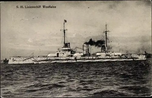 Ak Deutsches Kriegsschiff SMS Westfalen, Linienschiff